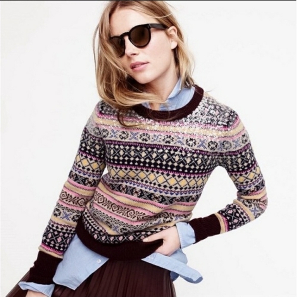 J. Crew Fair Isle Sequin Sweater